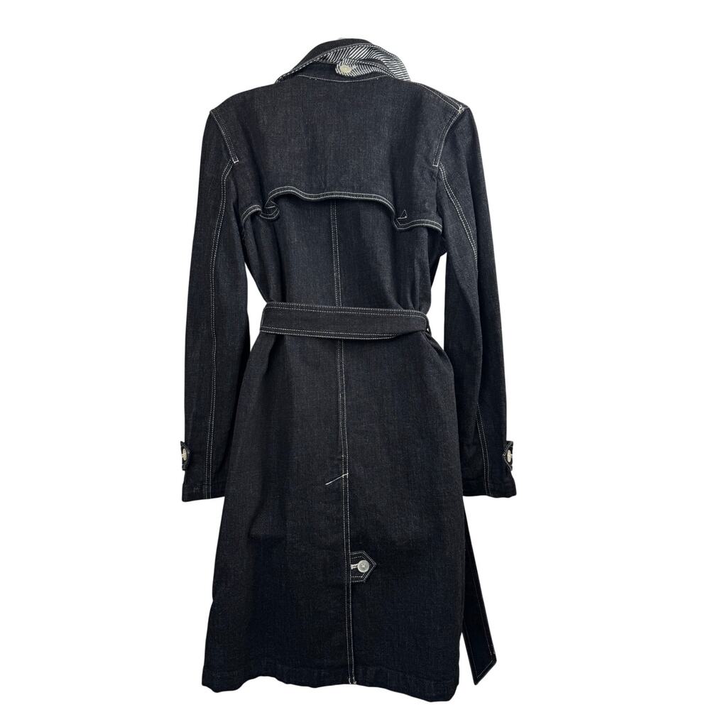 VTG Y2K Lauren Jeans Co. Ralph Lauren Dark Wash Denim Trench Coat M NWOT - Picture 3 of 11